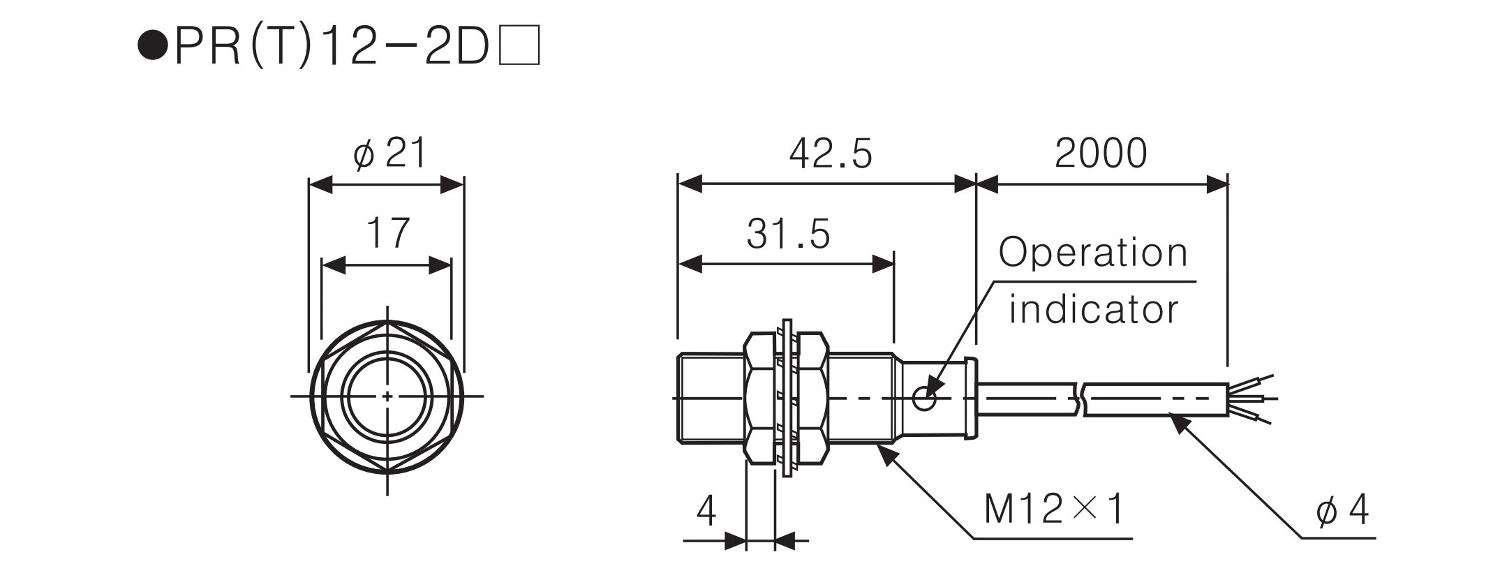 ابعاد سنسور PR12 آتونیکس